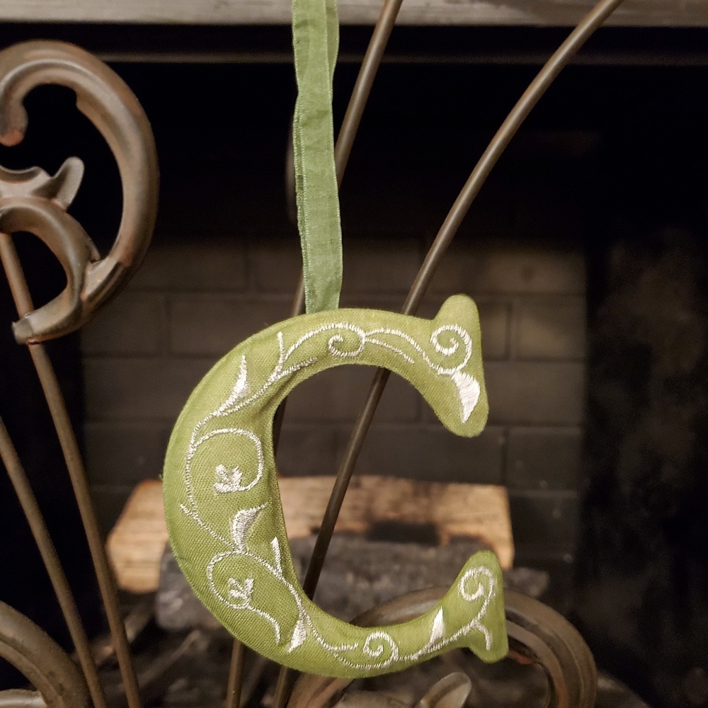 Hand Embroidered Letter Ornament- "C"